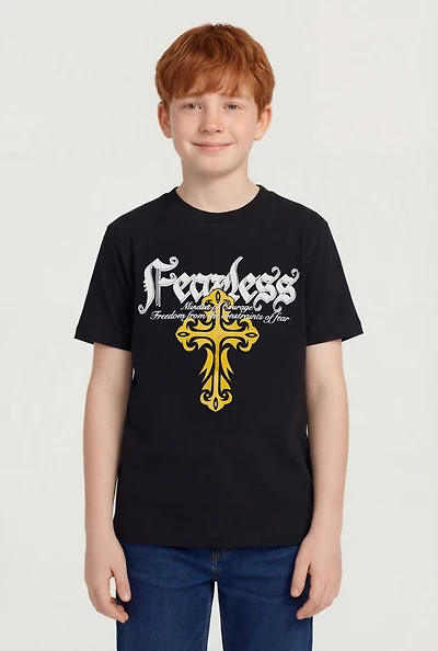 Boys Fearless Graphic Crew Neck Tee