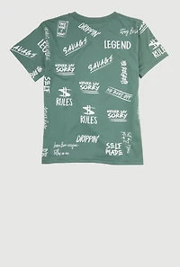 Boys Savage Teddy Graphic Short Sleeve Crew Neck T Shirt, Green, Size L