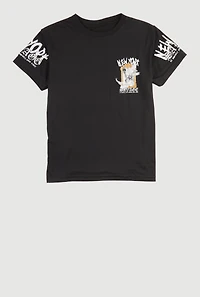 Boys New York Savage Graphic Crew Neck Tee, Black, Size M