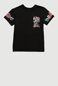 Boys Hustle Graffiti Teddy Graphic Tee, Black, Size M