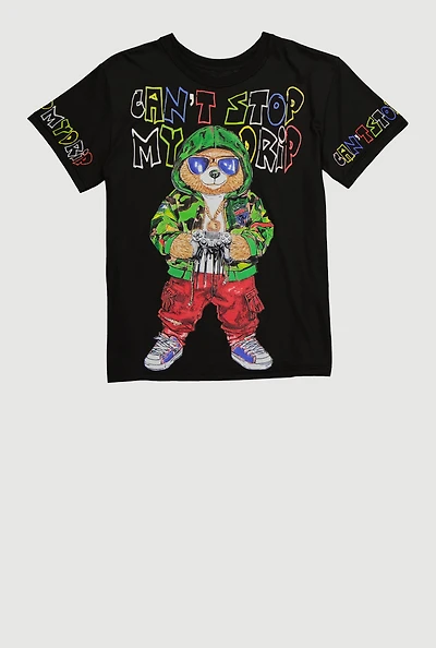 Boys Cant Stop My Drip Graphic Print T-Shirt, Black, Size XL