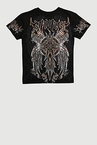 Boys Savage Sword Graphic Crew Neck Tee, Black, Size XL