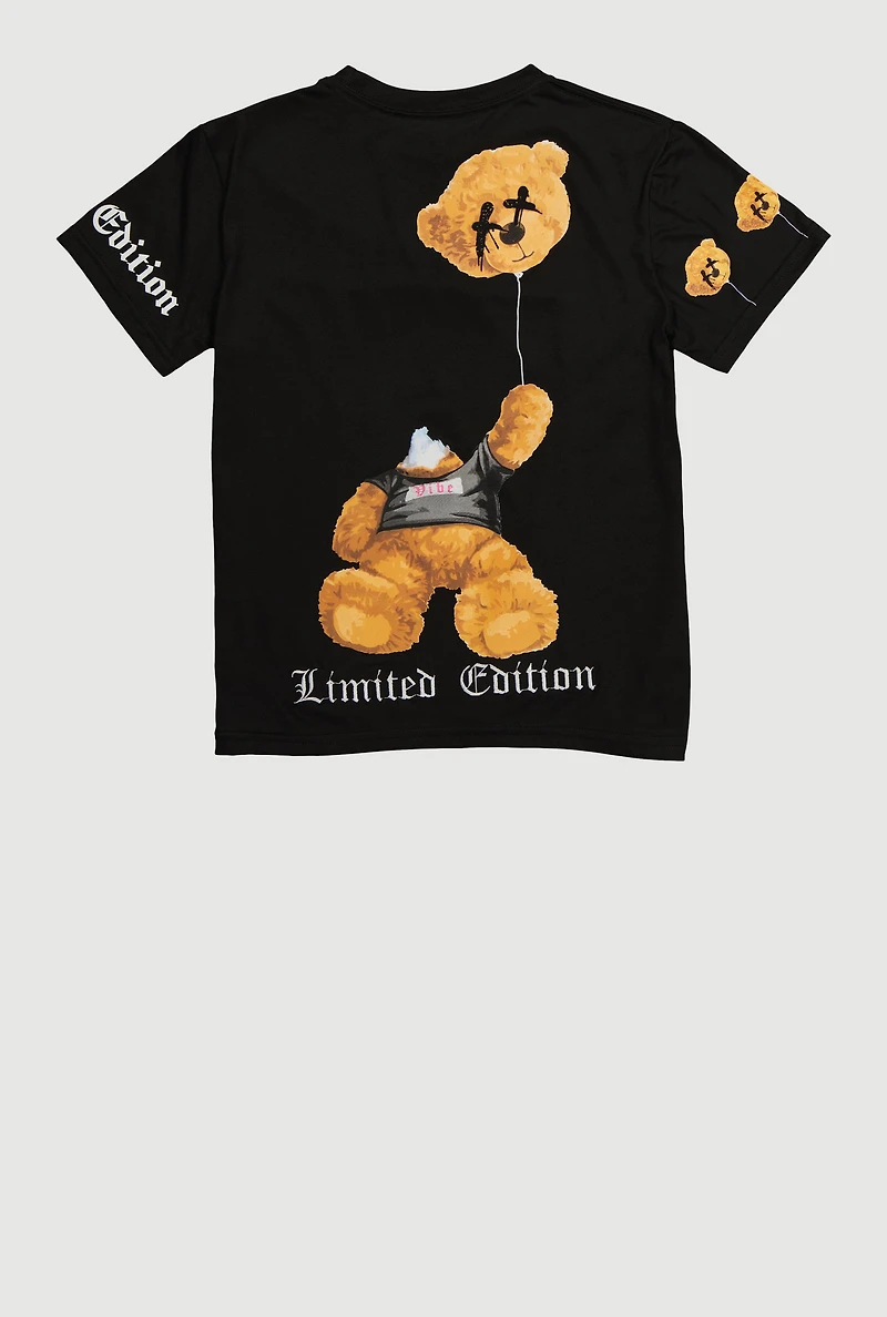 Boys Limited Edition Bear Graphic Tee, Black,