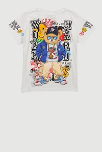 Boys Work Hard Teddy Bear Graphic Tee