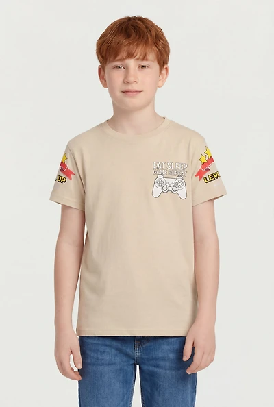 Boys Eat Sleep Game Repeat Graphic T-Shirt
