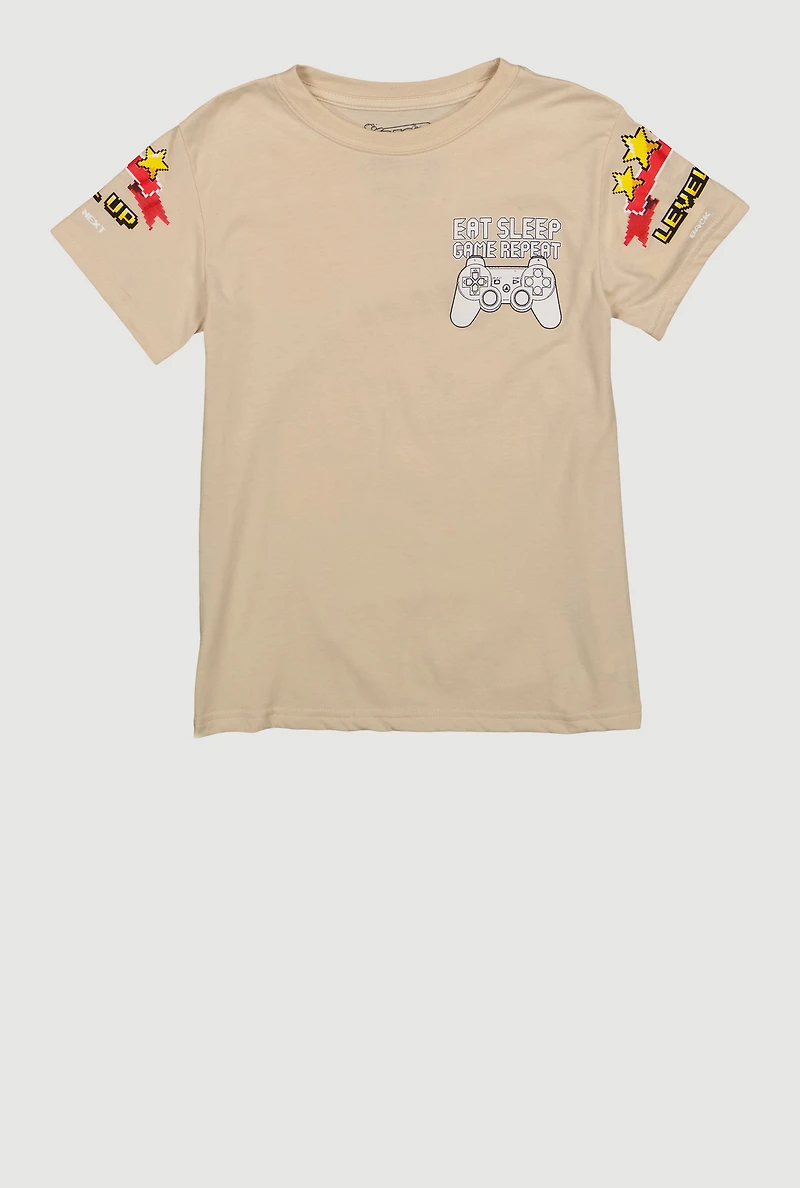 Boys Eat Sleep Game Repeat Graphic T-Shirt