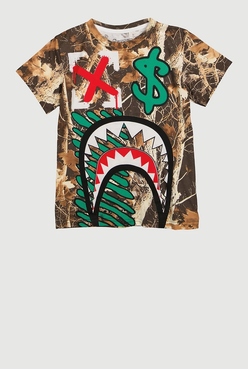 Boys Sharkbite Graphic Hunter Camo T-Shirt