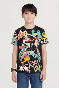 Boys Divine T-Rex Graphic Print Tee