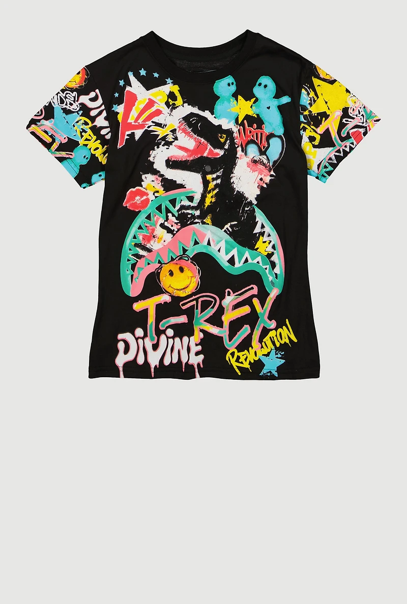 Boys Divine T-Rex Graphic Print Tee