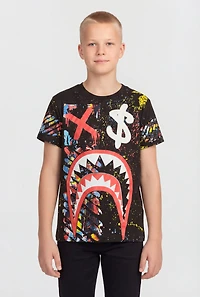 Boys Sharkbite Graphic Paint Splatter T-Shirt