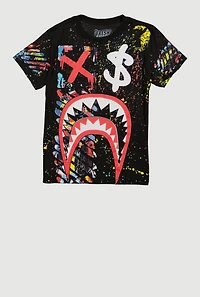 Boys Sharkbite Graphic Paint Splatter T-Shirt