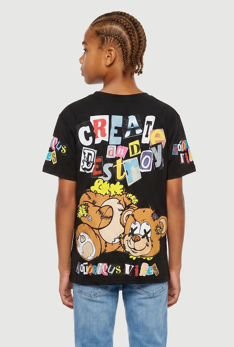 Boys Create and Destroy Notorious Vibes Bear T-Shirt