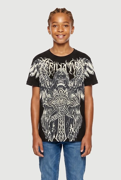 Boys Affiliation Winged Skeleton Graphic Tee