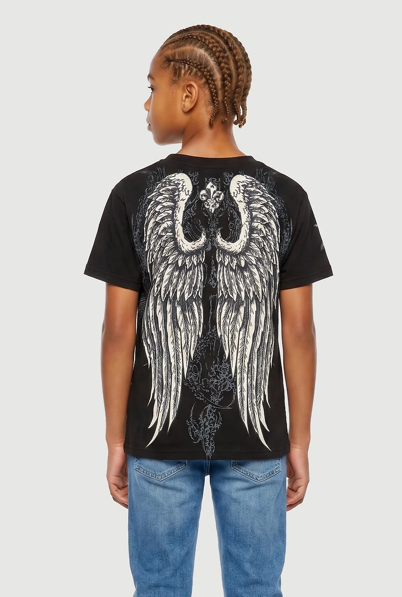 Boys Affiliation Winged Skeleton Graphic Tee