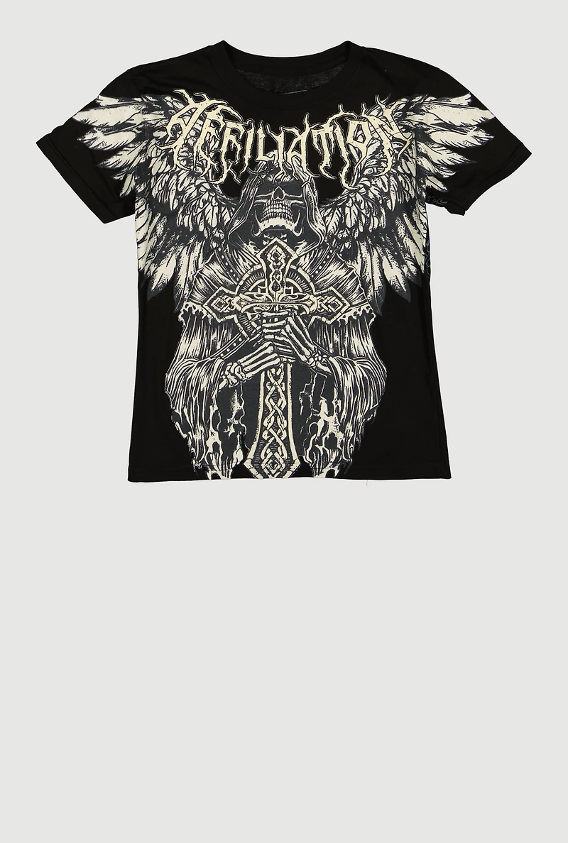 Boys Affiliation Winged Skeleton Graphic Tee