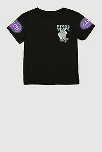 Boys Press Start Game Now Pray Later Graphic Tee