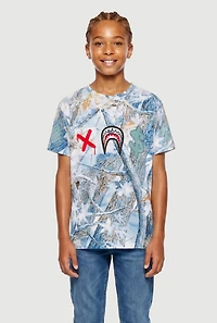 Boys Sharkbite Graphic Winter Forest Camo Tee