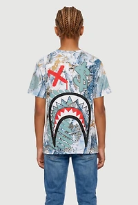 Boys Sharkbite Graphic Winter Forest Camo Tee