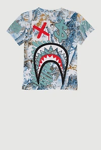 Boys Sharkbite Graphic Winter Forest Camo Tee