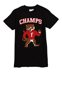 Boys Champs Chenille Patch Graphic Tee, Black, Size 10-12