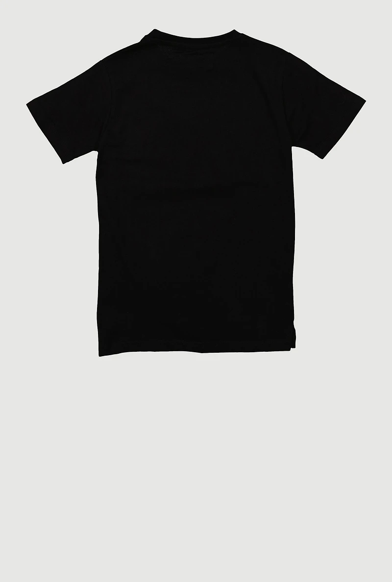 Boys Game Embroidered Crew Neck Graphic Tee, Black, Size 14-16