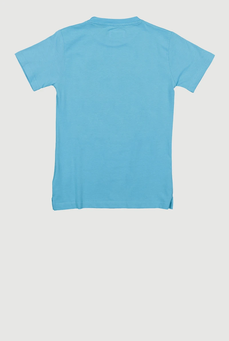Boys Embroidered Graffiti Bear Tee, Blue, Size 18-20