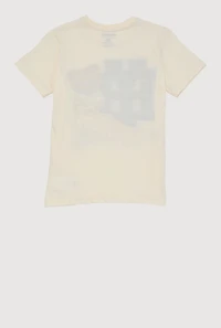 Boys Chenille Bear Graphic Tee, Beige,