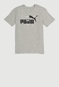 Boys Marled Puma Graphic Print Tee, Grey, Size XL