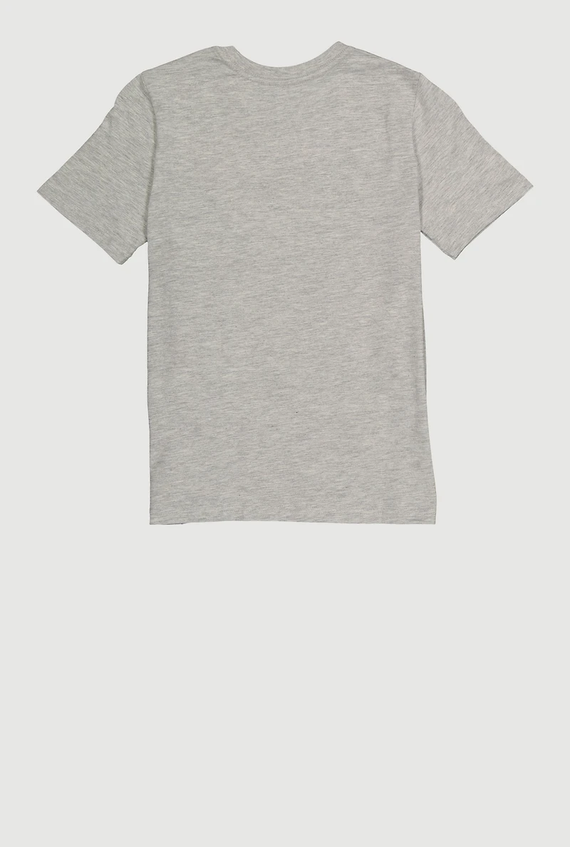 Boys Marled Puma Graphic Print Tee, Grey, Size XL