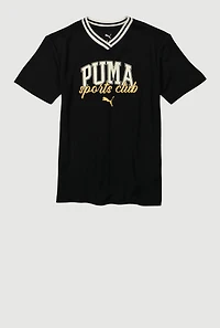 Boys Puma Sports Club T Shirt, Black, Size 14-16