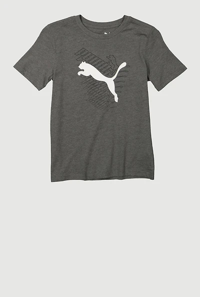 Boys Puma Marled Tee, Grey, Size M