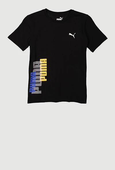 Boys Puma Crew Neck T Shirt, Black, Size 8