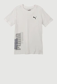 Boys Puma Crew Neck Tee, White, Size 10-12