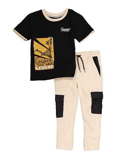 Little Boys Superior Basketball Legend Graphic Tee and Joggers