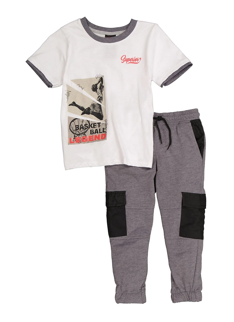 Little Boys Superior Basketball Legend Graphic Tee and Joggers