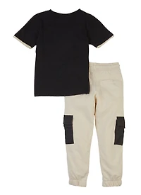 Little Boys Legend Ringer Tee and Cargo Pants, Multi, Size 4