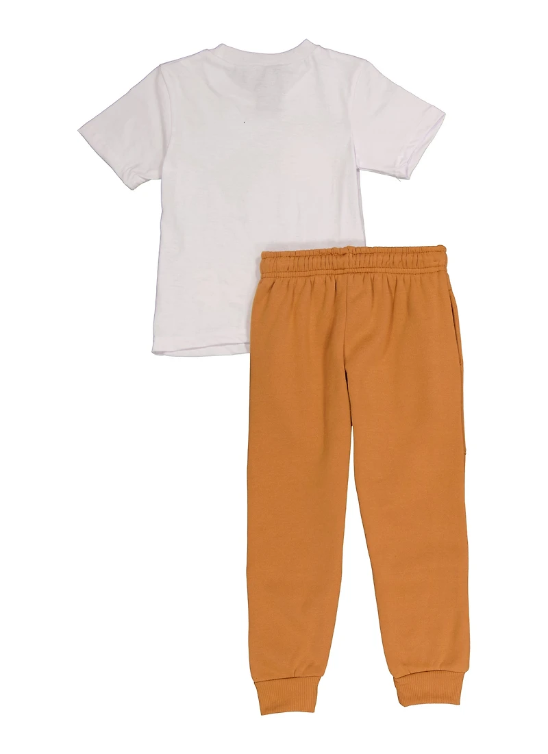 Little Boys Savage Graphic Tee and Joggers, White, Size 4