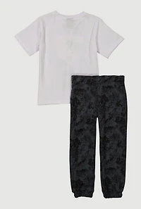Little Boys Mamas Boy Bear Tee and Sweatpants, Multi, Size 4