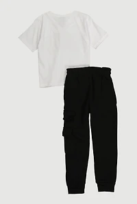 Little Boys Never Stop The Hustle Tee and Cargo Joggers, Multi, Size 4