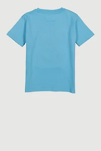 Little Boys Bunny Chenille Patch Tee, Blue, Size 6