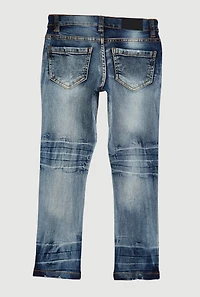 Little Boys Patch and Repair Distressed Slim Jeans, Blue, Size 5