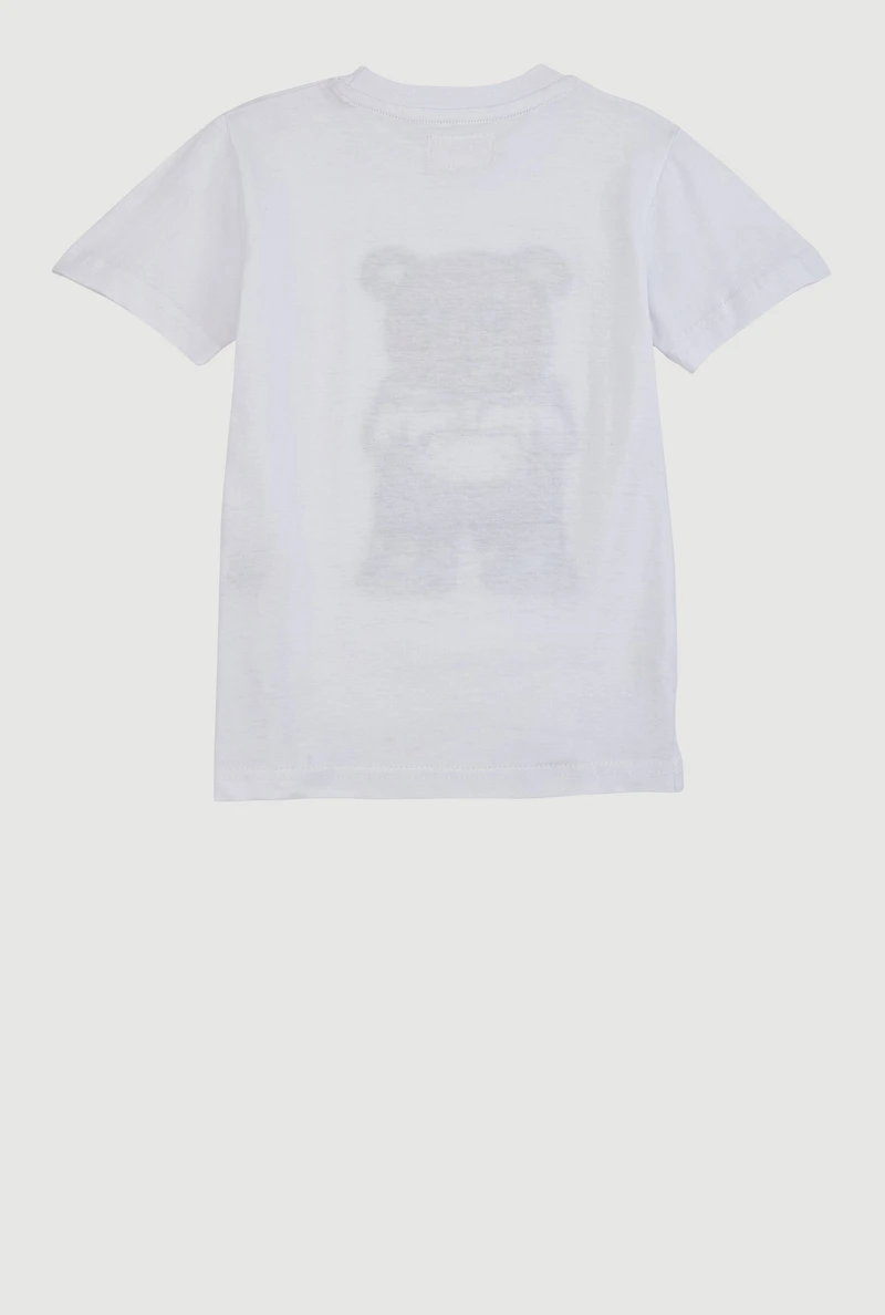 Little Boys Chenille Bear Graphic T Shirt, White, Size 4
