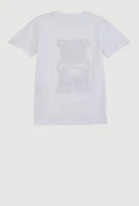 Little Boys Chenille Bear Graphic T Shirt, White, Size 4