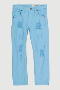 Little Boys Patch and Repair Distressed Jeans, Blue, Size 6