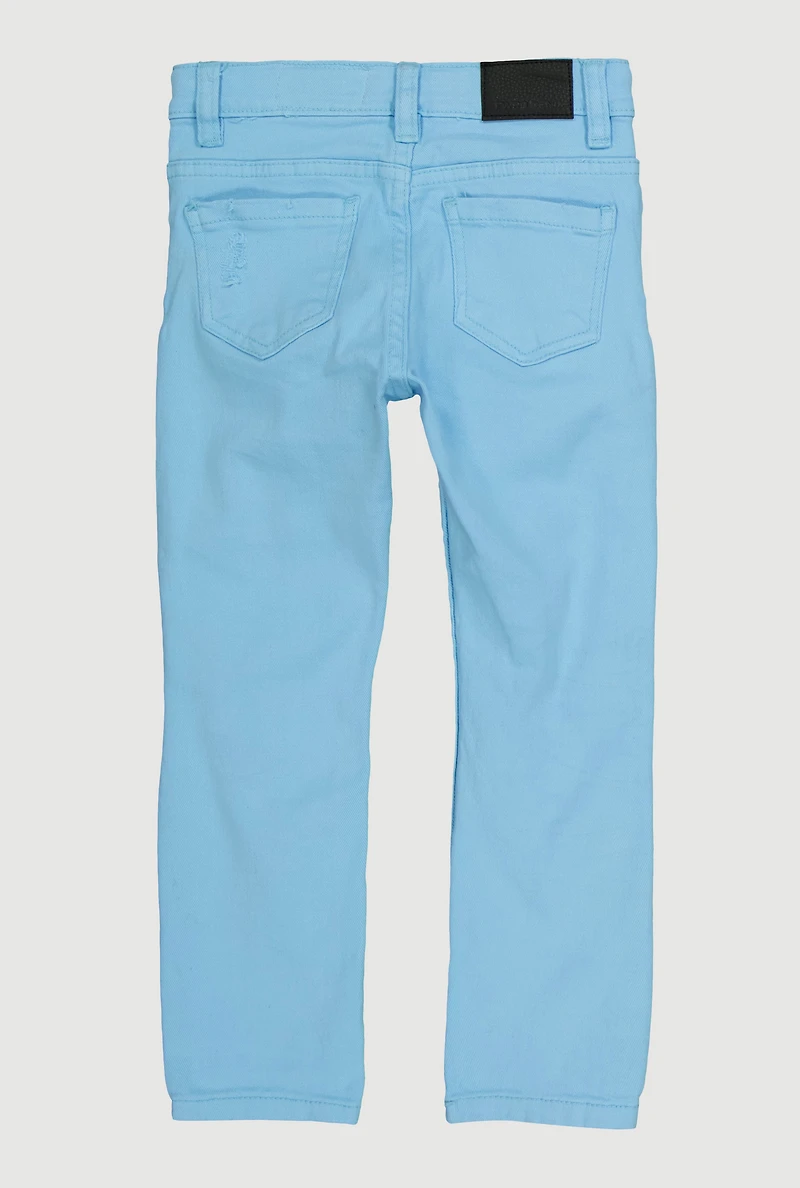 Little Boys Patch and Repair Distressed Jeans, Blue, Size 6