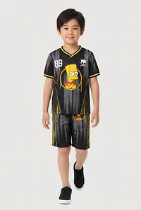 Little Boys Bart Simpson Graphic Soccer Jersey and Shorts