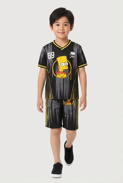 Little Boys Bart Simpson Graphic Soccer Jersey and Shorts