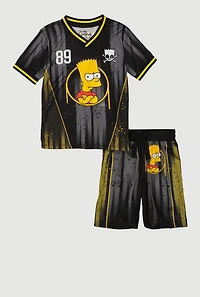 Little Boys Bart Simpson Graphic Soccer Jersey and Shorts