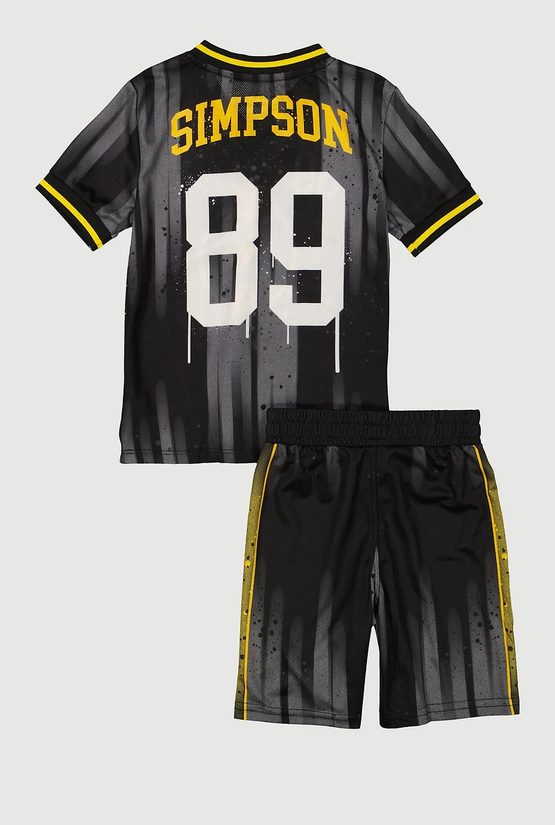 Little Boys Bart Simpson Graphic Soccer Jersey and Shorts