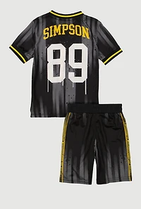 Little Boys Bart Simpson Graphic Soccer Jersey and Shorts